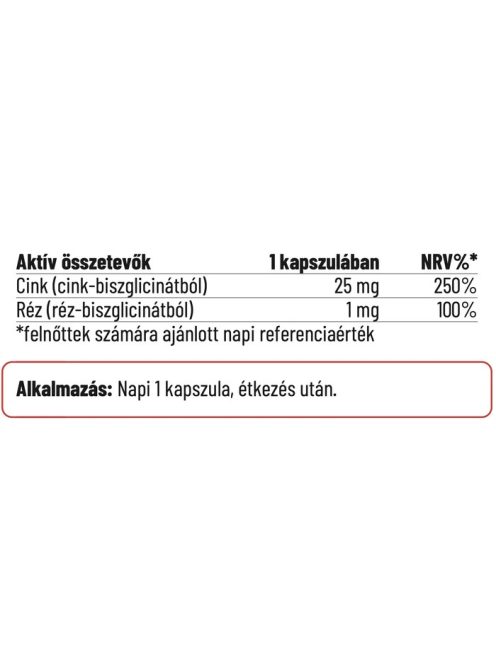 Nordvital Cink-biszglicinát +Réz 60 db kapszula 