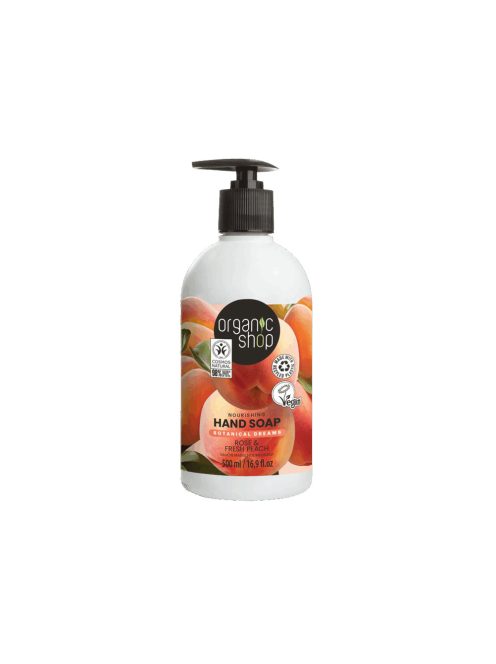 Organic Shop Tápláló folyékony szappan rózsával és őszibarackkal 500ml