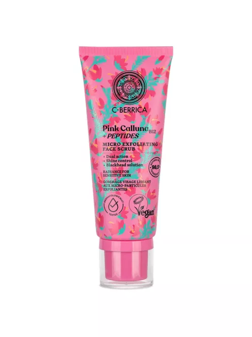 Natura Siberica C-Berrica Pink Calluna Mikrohámlasztó arcradír B12 vitaminnal és peptidekkel 100ml