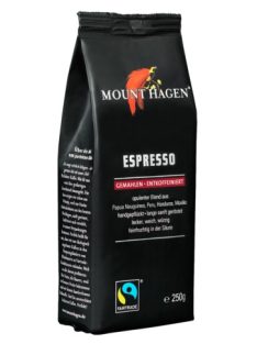   Mount Hagen Bio Koffeinmentes Espresso kávé, őrölt - Fairtrade 250 g -- készlet erejéig, a termék lejárati ideje: 2025 június