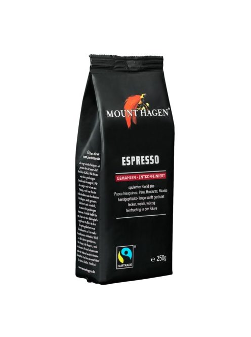 Mount Hagen Bio Koffeinmentes Espresso kávé, őrölt - Fairtrade 250 g