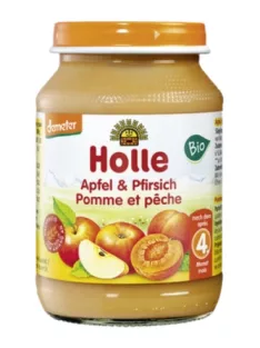   Holle Bio Őszibarack almával üveges bébiétel, demeter 190g 