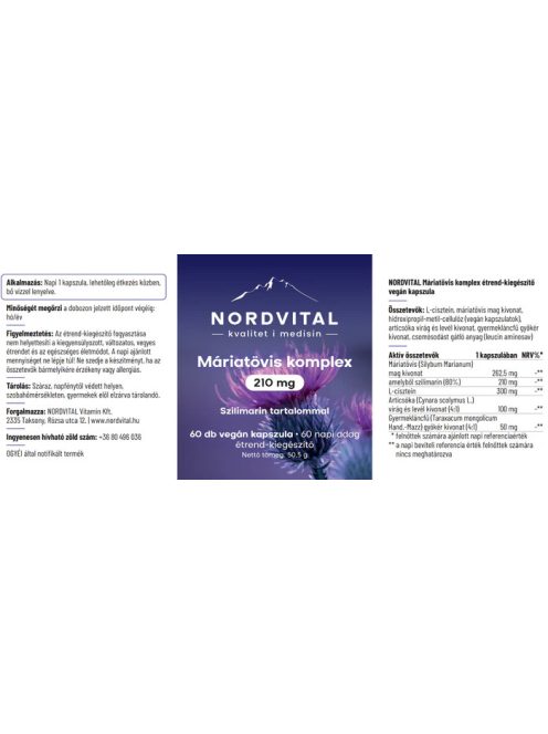 Nordvital Máriatövis komplex 210 mg 60 db kapszula 