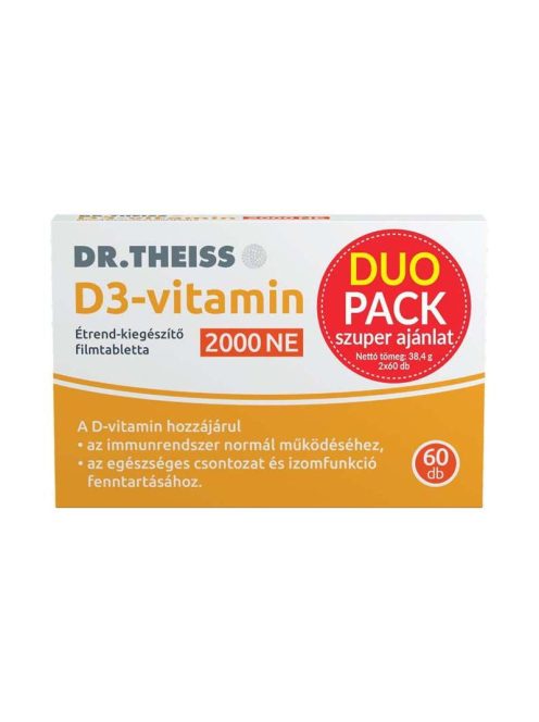 Dr. Theiss d3-vitamin étrend-kiegészítő filmtabletta 2000ne duopack 2x60db 120 db