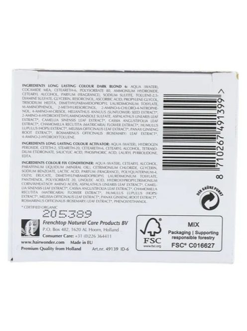 Hairwonder by HennaPlus női tartós hajfesték, szőkés árnyalat, sötétszőke (6) (Long Lasting Colour, Dark Blond)