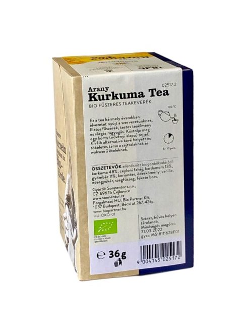 Sonnentor Bio Arany Kurkuma teakeverék - filteres 36 g