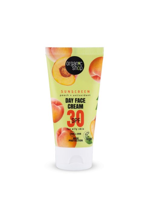Organic Shop Fényvédő nappali arckrém őszibarackkal és antioxidánsokkal SPF30 ( zsíros bőrre) 50ml