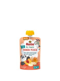   Holle Bio Panda Peach Gyümölcspüré - Tasak őszibarack, sárgabarack, banán, tönkölybúza 90 g -- készlet erejéig, a termék lejárati ideje: 2024.04.20.