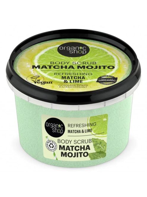 Organic Shop Matcha Mojito frissítő testradír matcha-val és lime-mal 250ml
