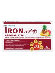   Dr. Theiss iron energy rágótabletta vassal, cinkkel és vitaminokkal mangó-ananász ízben 30 db