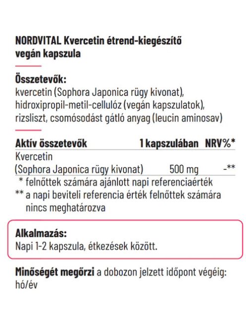 Nordvital Kvercetin 500 mg 60db vegán kapszula 