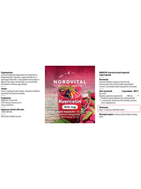 Nordvital Kvercetin 500 mg 60db vegán kapszula 