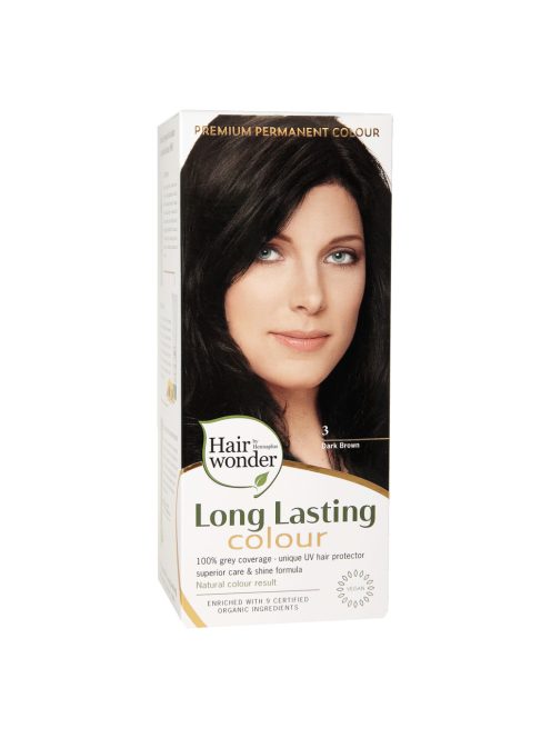 Hairwonder by HennaPlus női tartós hajfesték, barna árnyalat, sötétbarna (3) (Long Lasting Colour, Dark Brown)