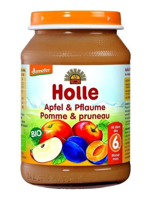 Holle Bio gyümölcsös bébiétel, alma-szilvával bébiétel  190 g