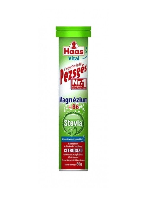 Haas Pezsgőtabletta Stevia Mg+B6 80 g
