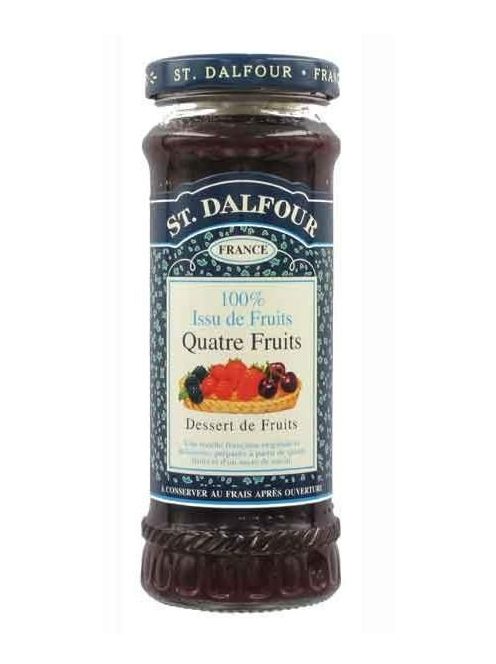 St. Dalfour lekvár francia recept szerint, 4 gyümölcs (málna, eper, szeder, meggy) 284 g