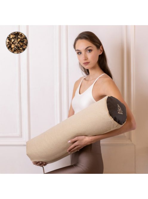 PRANA Premium Hajdinahéj + Bombay Collection huzat 70x20 cm yoga henger - Beige (párna és huzat egyben)