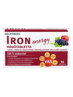   Dr. Theiss iron energy rágótabletta vassal, cinkkel és vitaminokkal alma-szőlő ízben 30 db