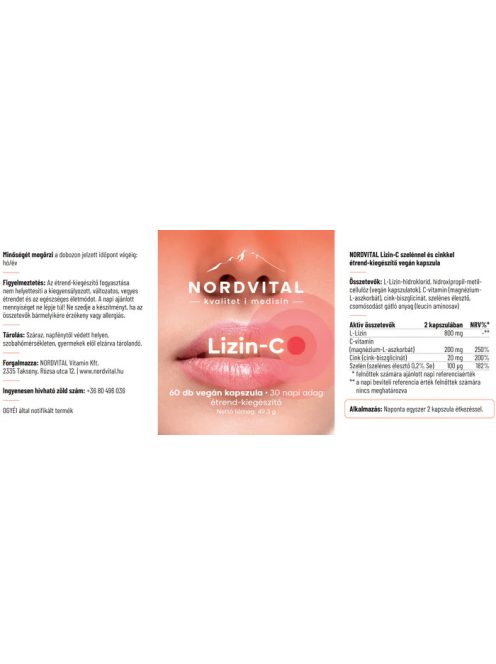 Nordvital Lizin-C 60 db vegán kapszula 