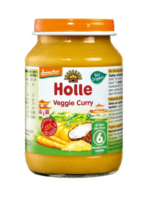 Holle Bio Veggie Curry - üveges bébiétel 190 g