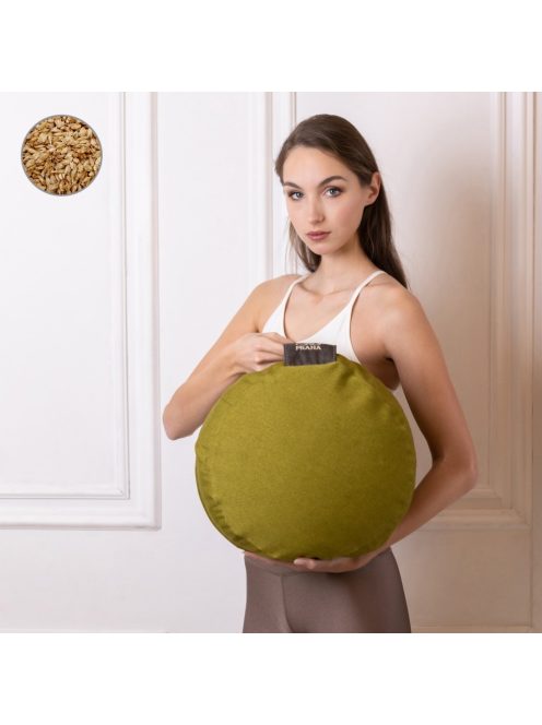 PRANA Premium Tönkölyhéj + Bombay Collection huzat 36x12 cm kerek - Olive Green (párna és huzat egyben)