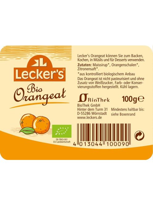 Lecker's Bio orangeat-kandírozott narancshéj 100 g