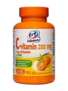   1x1 Vitaday C-vitamin 200 mg + D3-vitamin + Cink narancsízű rágótabletta édesítőszerekkel 90 db
