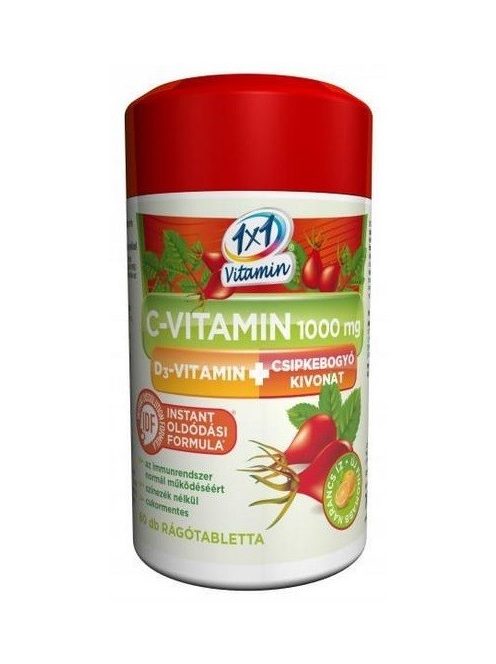 1x1 Vitaday C+D3 Vitamin+csipkebogyó Rágótabletta 60 db