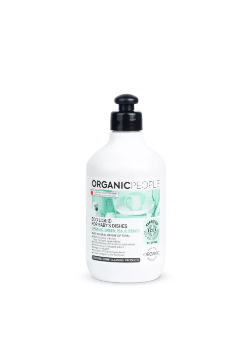 Organic People Öko Mosogatószer babaedényekhez Bio zöld teával és őszibarackkal 350ml