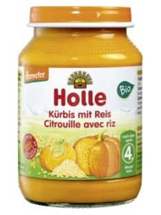   Holle Bio Sütőtök rizzsel üveges bébiétel, demeter 190g 