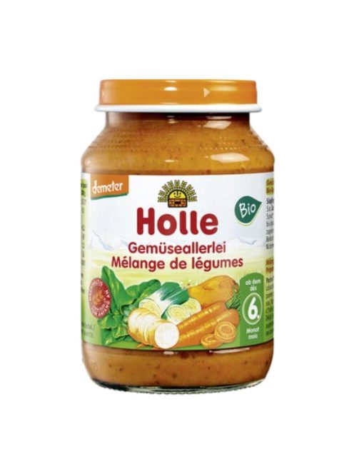 Holle Bio Vegyeszöldség üveges bébiétel, demeter 190g 