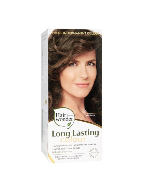 Hairwonder by HennaPlus női tartós hajfesték, barna árnyalat, világosbarna (5) (Long Lasting Colour, Light Brown)