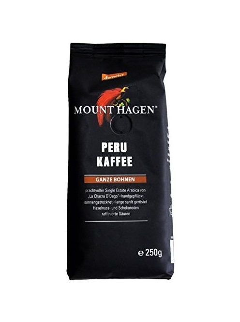Mount Hagen Bio-Demeter Kávé, szemes, pörkölt, 100% Peru, Demeter 250 g 