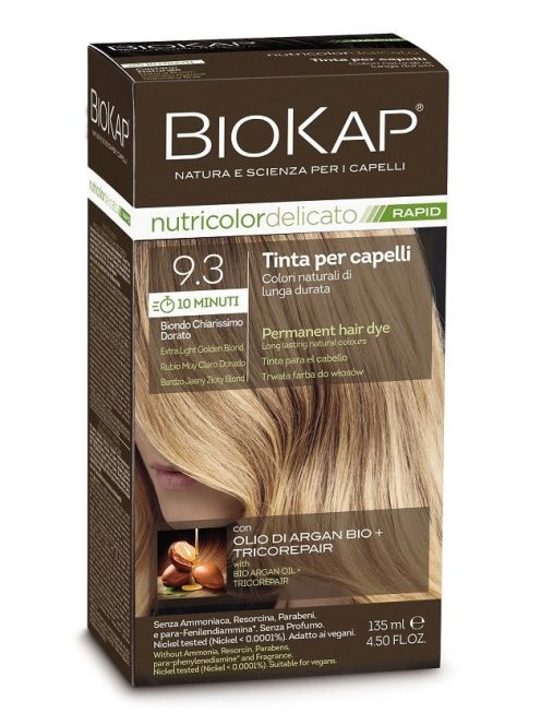 Biokap Nutricolor Rapid Tartós hajfesték Nr 9.3 Extra Light Blond 135 ml