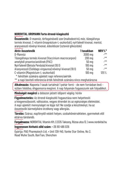 Nordvital Uromann Forte Ivótasak 7 db 