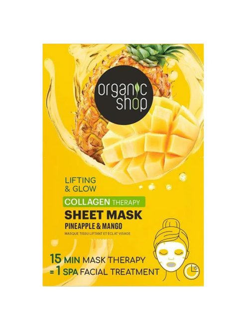 Organic Shop Lifting & Glow Kollagénes fátyolmaszk ananásszal és mangóval 25g